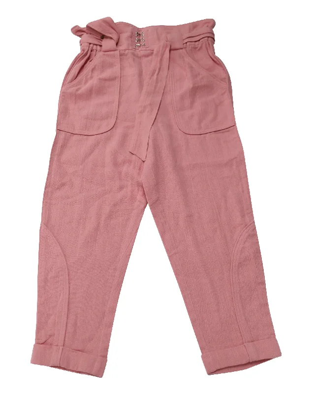 One Click Away from Big Savings!IRO High Waisted Pants in Pink Cotton
