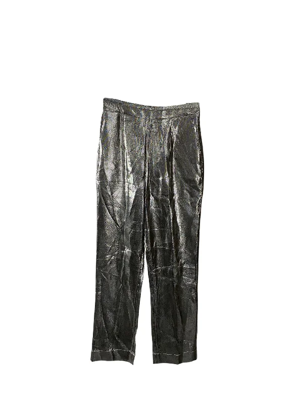 Get Ready to Save!Isa Arfen Slim Fit Pants in Silver Lamé