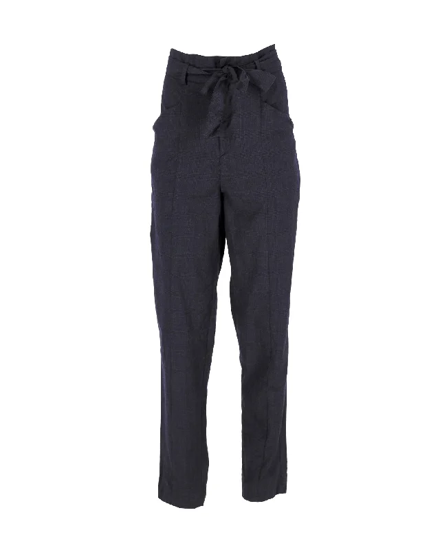 Shop More, Spend Less!Isabel Marant Etoile Tie-Waist Trousers in Navy Blue Wool