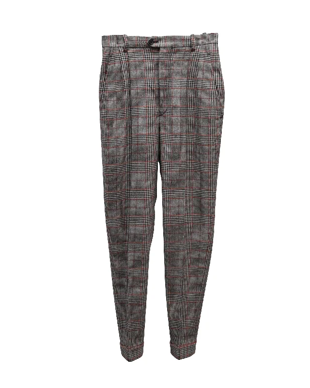Steals and Deals Await!Isabel Marant High Rise Checked Pants in Beige Polyester