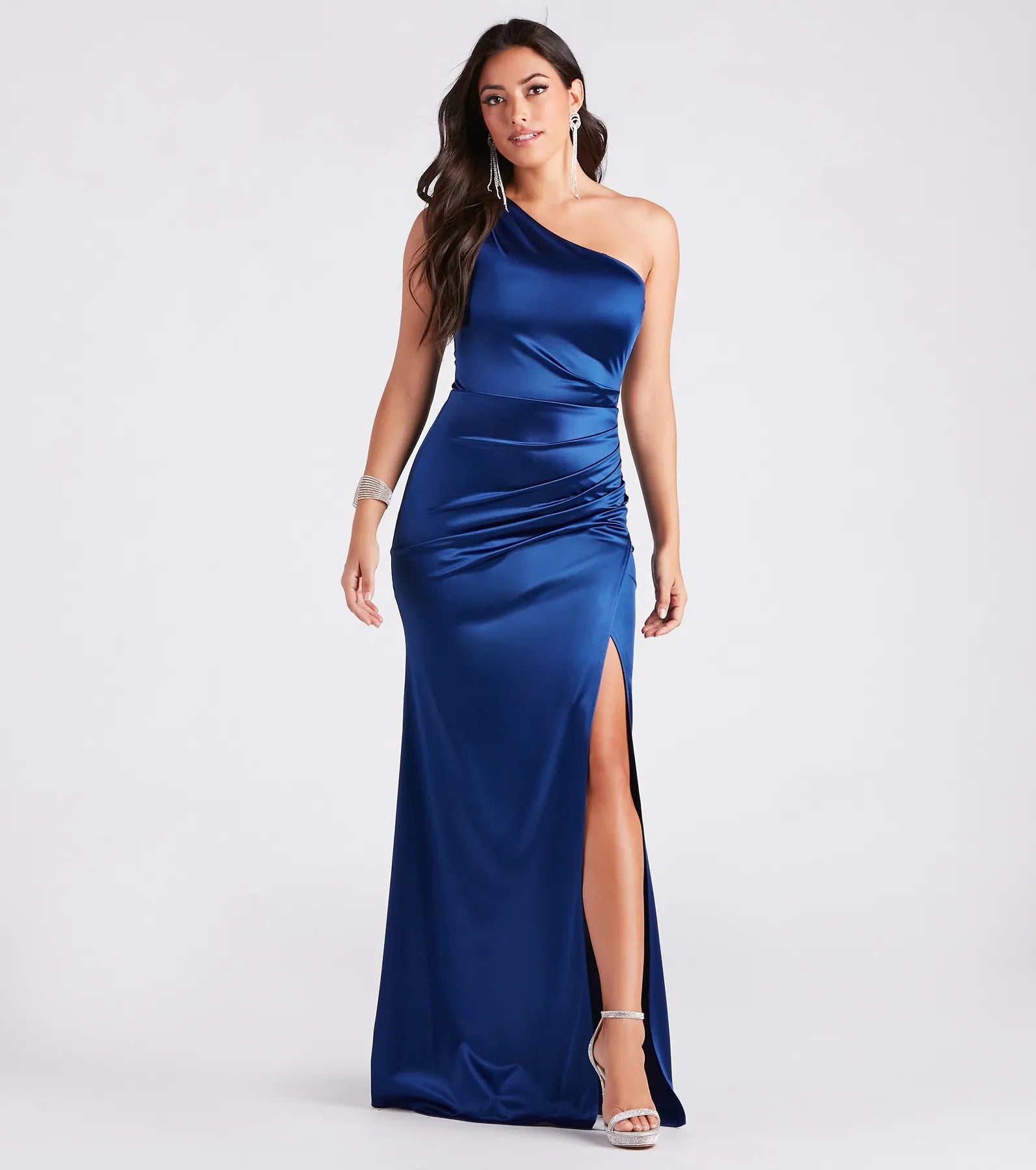 Shop Before It’s Gone!Janessa Formal Satin One Shoulder Mermaid Dress