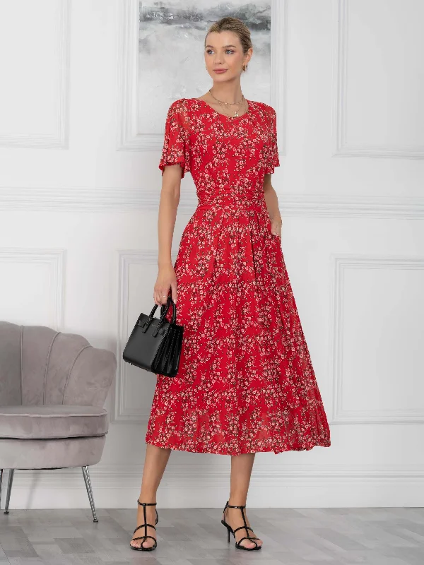 Unmissable Offers Await!Julita Mesh Dress, Red Floral