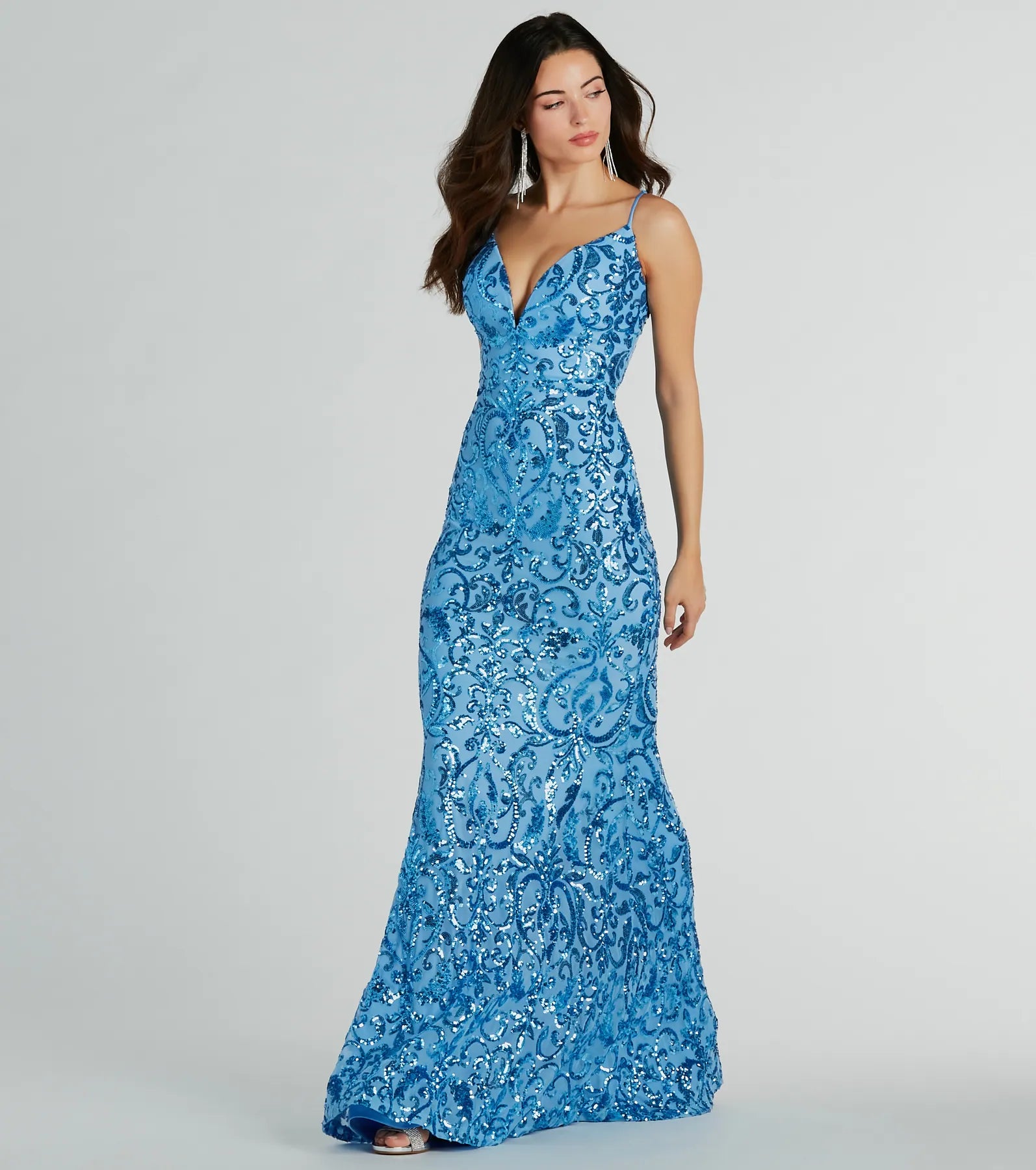 Hottest Discounts of the Year!Kara V-Neck Mermaid Sequin Formal Dress