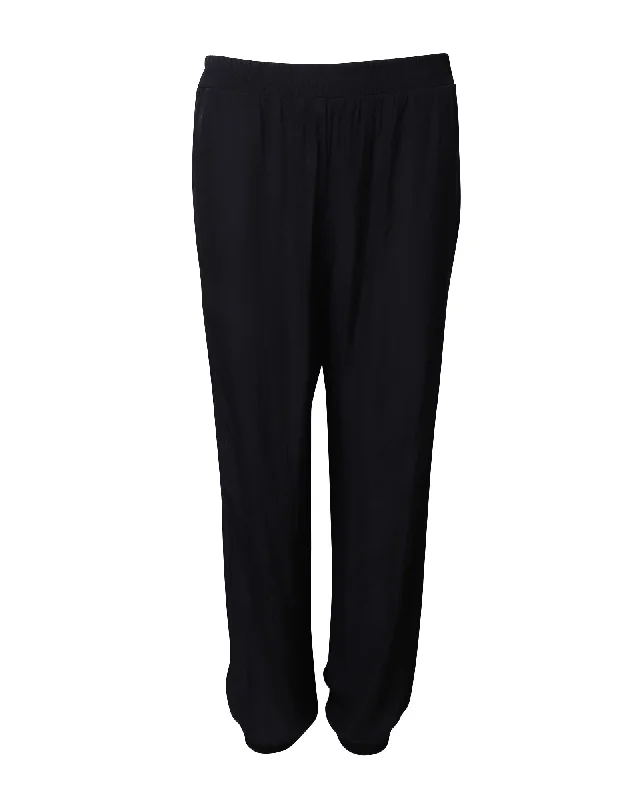 Your Wallet Will Thank You!Lanvin Elastic Waist Trousers in Navy Blue Polyester