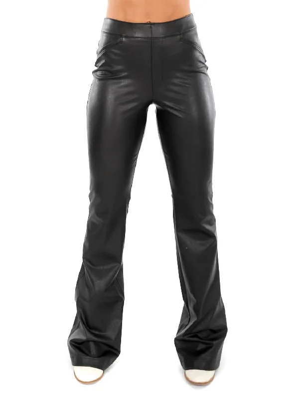 One Click Away from Big Savings!Leather Like Flare Pants In Black