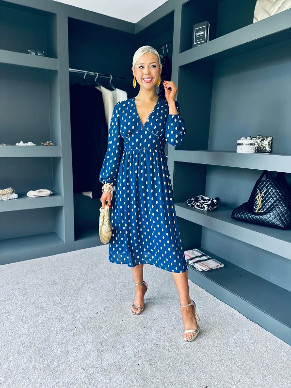 Crazy Discounts Inside!Lian Gold Detailed Dress Navy