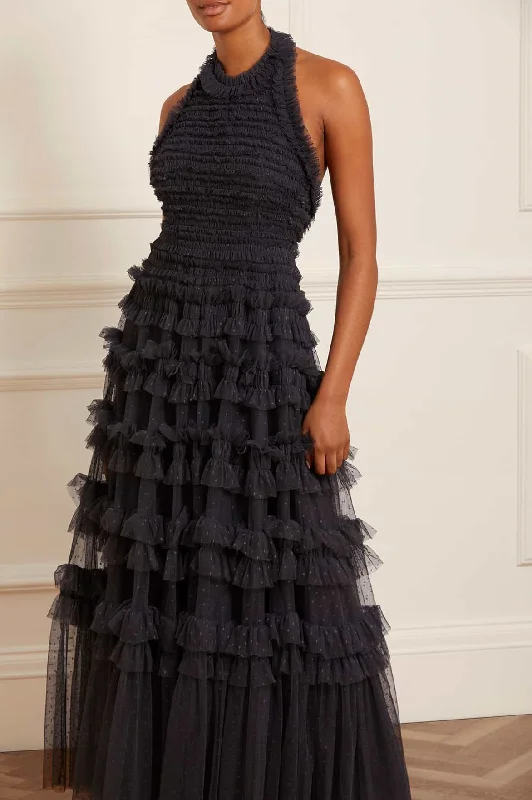 Price Drop Alert!Lisette Ruffle Halter Neck Gown