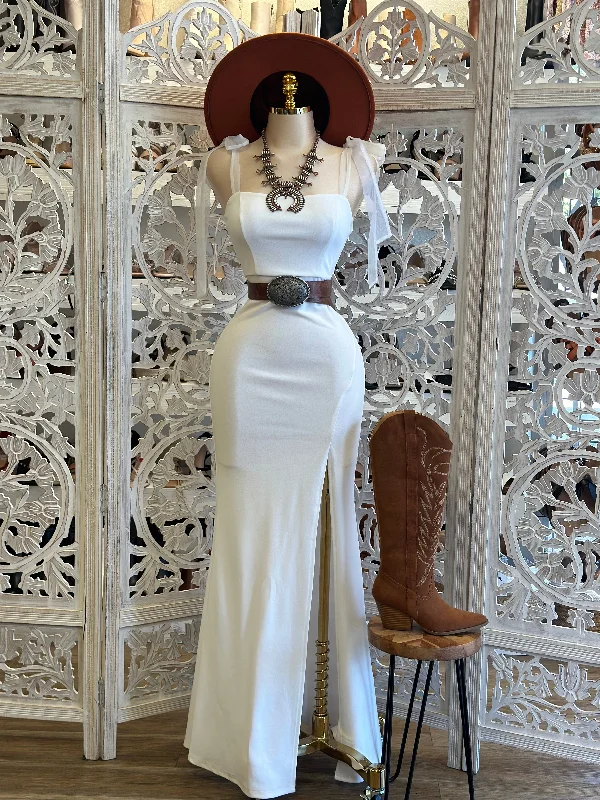 Today Only – Don’t Miss It!Mesh Bow White Maxi Dress-Estira, Stretchy
