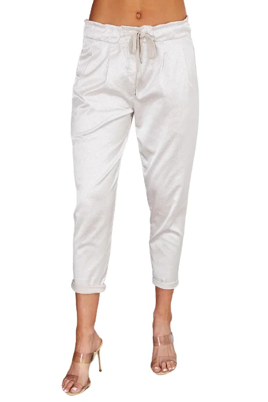 Incredible Savings Inside!Metallic Sheen Elastic Pant In Ivory