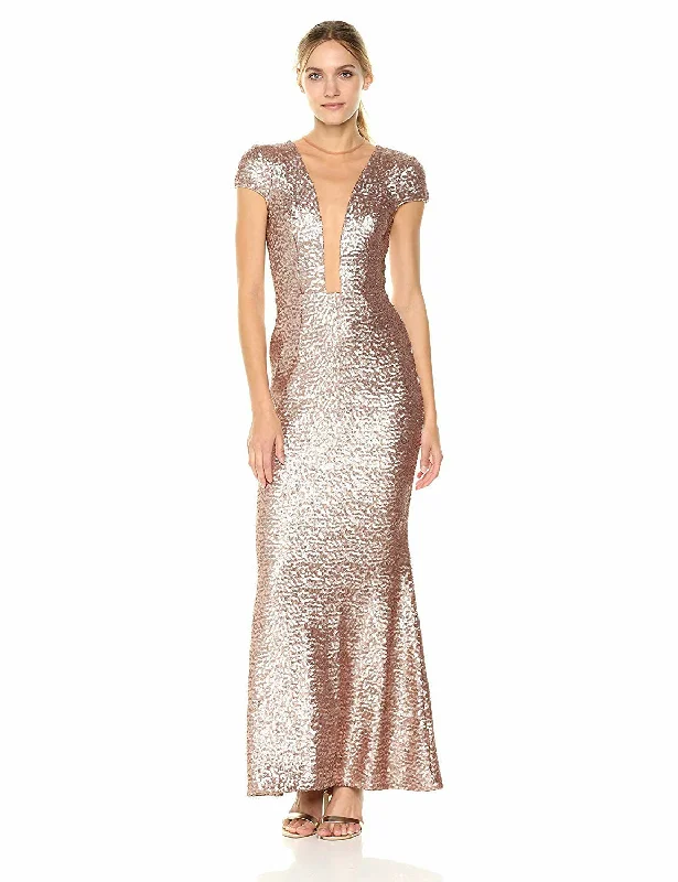 Hurry! While Supplies Last!DRESS THE POPULATION-MICHELLE SEQUIN GOLD GOWN