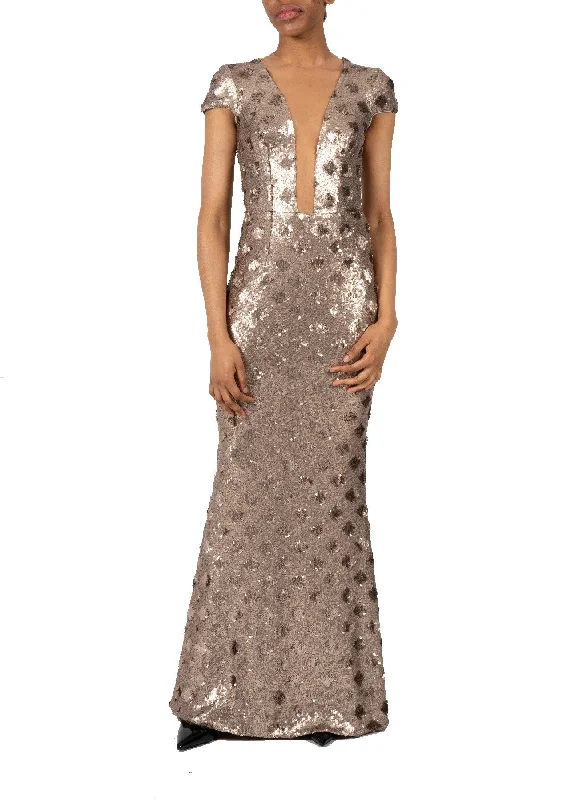 Limited Time Offer!DRESS THE POPULATION-MICHELLE SEQUIN GOWN
