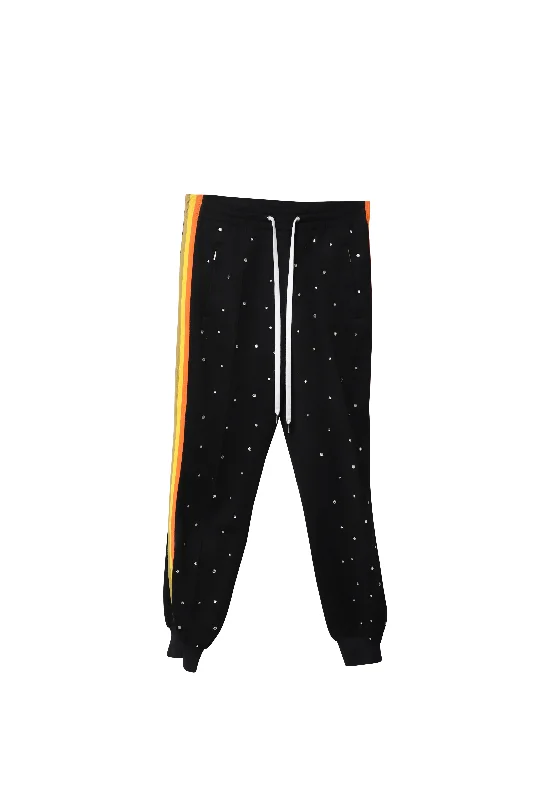 Score Huge Discounts Today!Miu Miu Embellished Crystal Track Pants in Black Cotton