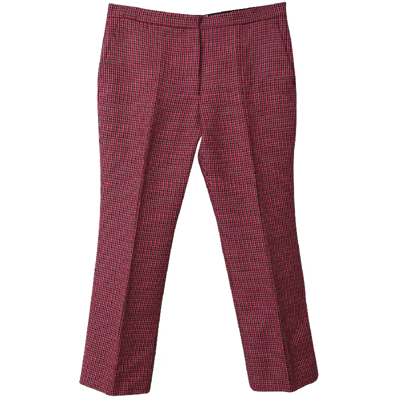 Your Chance to Save is Now!MSGM Houndstooth Cropped Dress Pants in Red Fleece Wool