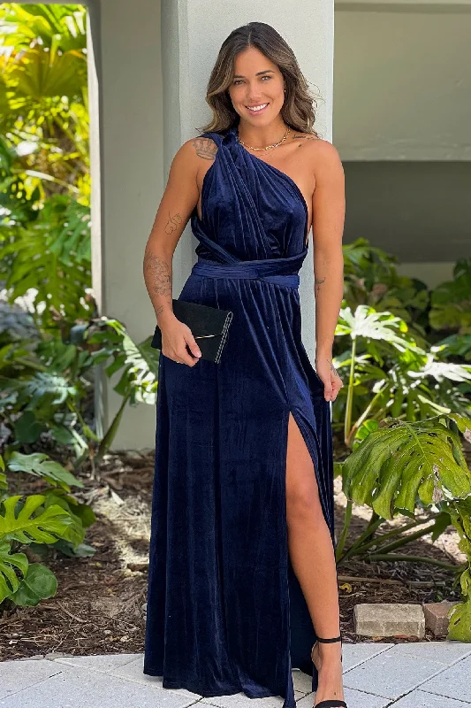 Savings You Can’t Ignore!Navy Multi Way Velvet Maxi Dress