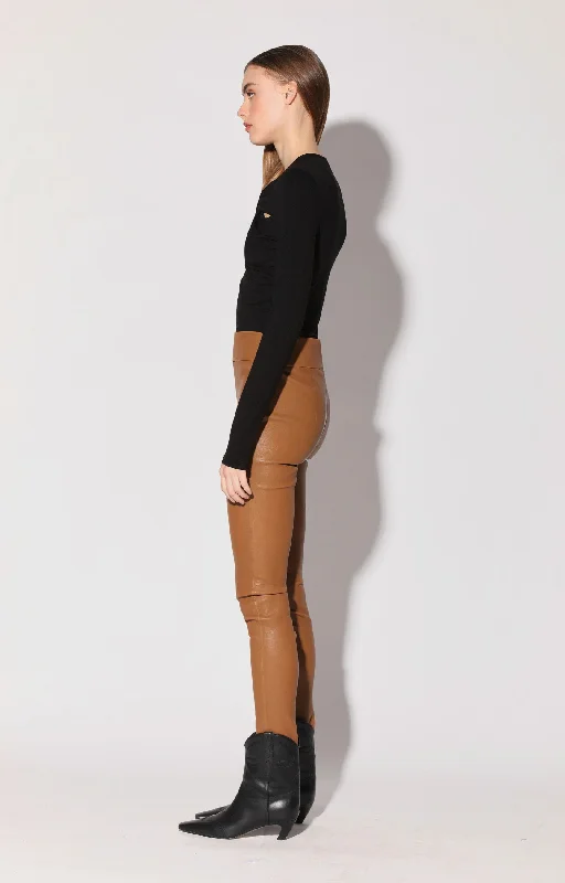 Must-Have Deals Inside!Raquelle Pant, Camel - Stretch Leather