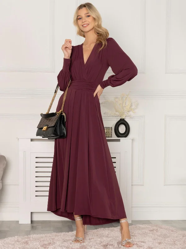 Score Big Savings Today!Rashelle Jersey Long Sleeve Maxi Dress, Burgundy