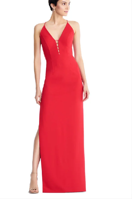 Limited Edition, Limited Price!AIDAN MATTOX-RED SCUBA CREPE COLUMN GOWN