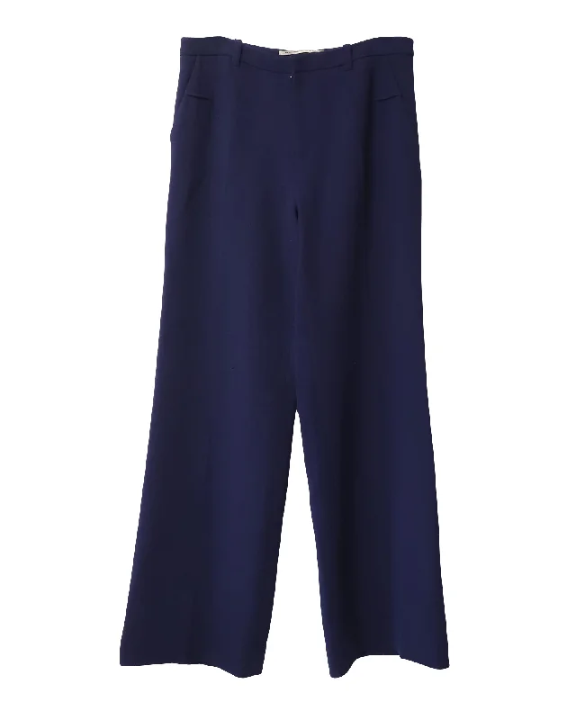 Save Up to 50% Off!Roland Mouret Wide Leg Trousers in Blue Wool
