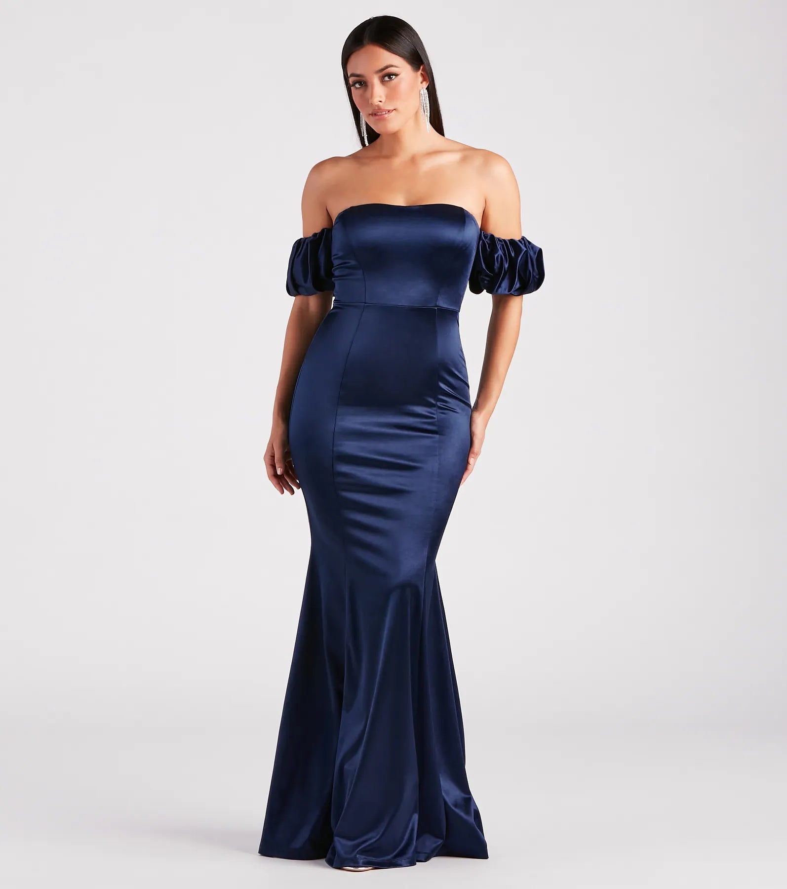 Your Favorite Items on Sale Now!Rose Formal Satin Off-The-Shoulder Mermaid Dress