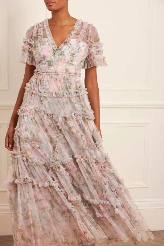 Don't Miss Out!Rose Powder Ruffle Gown