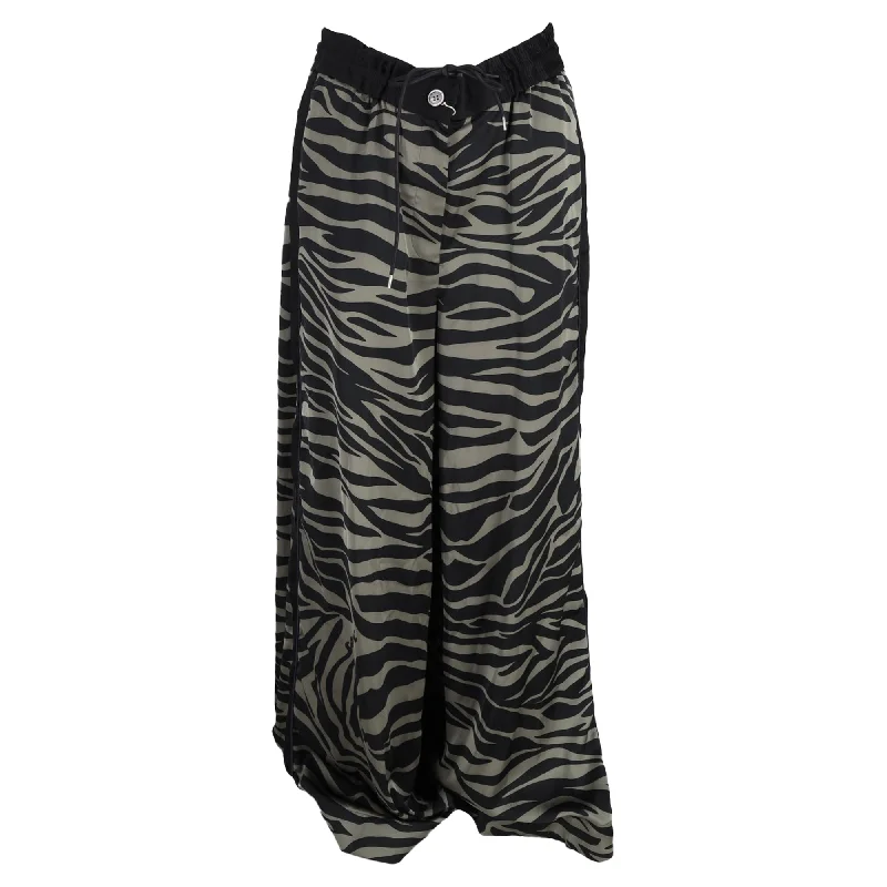 Unmissable Offers Await!Sacai Patterned Wide Leg Trousers in Animal Print Polyester