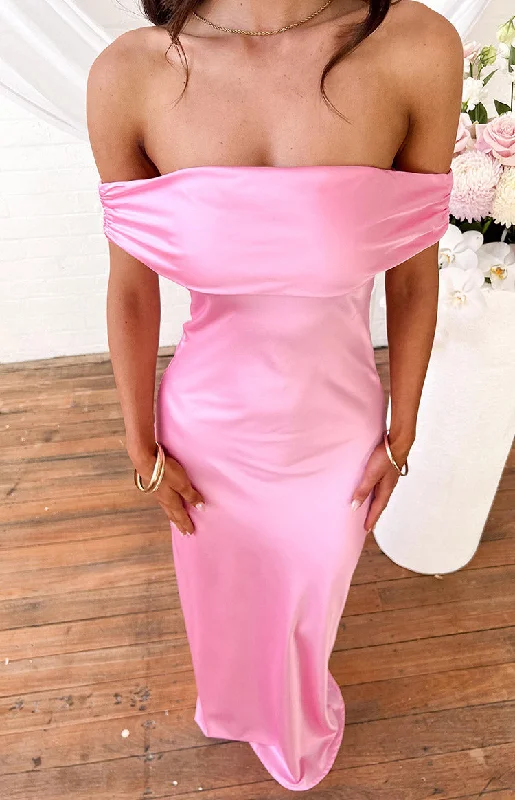 Every Deal is a Steal!Seraphina Pink Off The Shoulder Maxi Dress