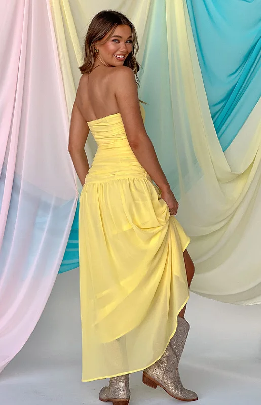 Get More for Less!Sinclair Yellow Strapless Maxi Dress