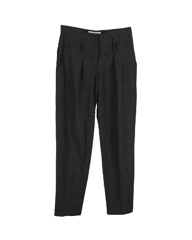 Best Price of the Season!Stella McCartney Pleated Tapered Trousers in Gray Cotton