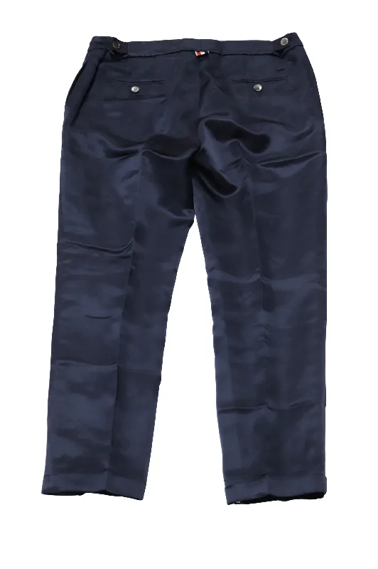 Buy More, Save More!Thom Browne Cropped Trousers in Navy Blue Viscose