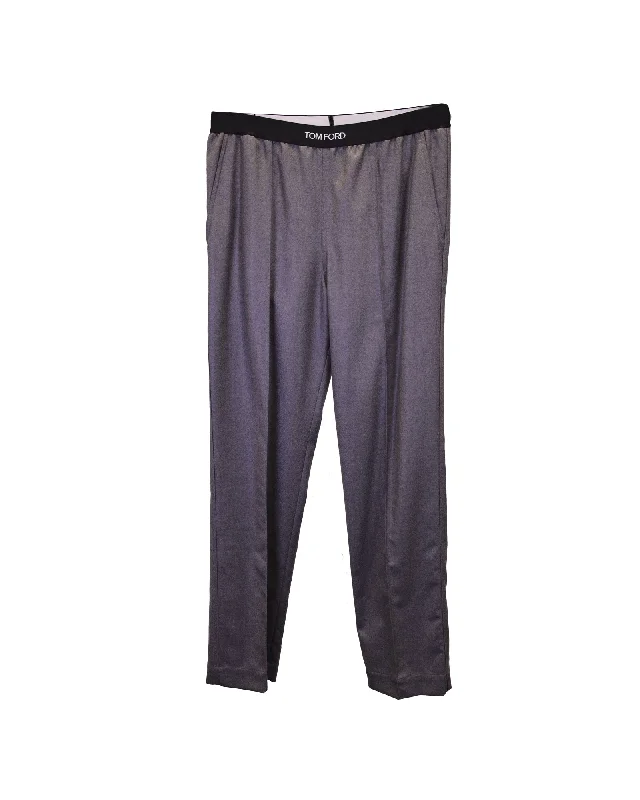 Your Discount is Waiting!Tom Ford Logo-Waistband Straight Trousers in Grey Cashmere