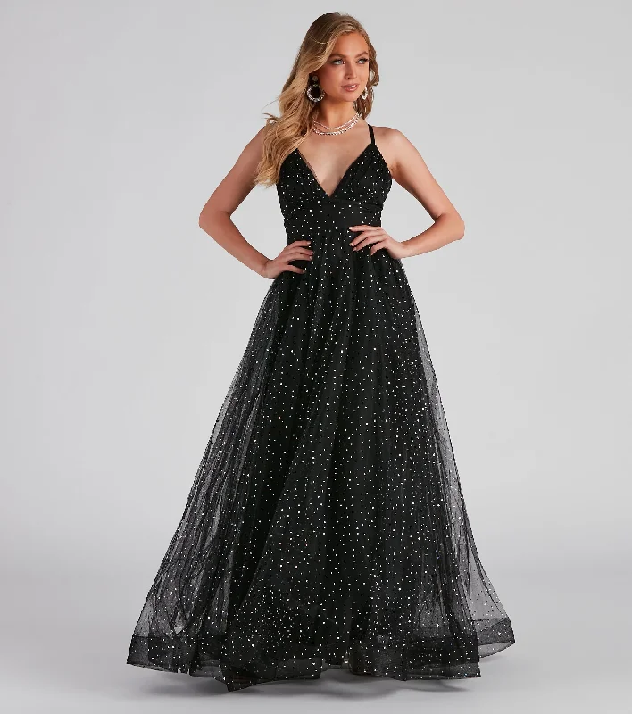 Instant Savings Await!Vanessa V-Neck Tulle Gown