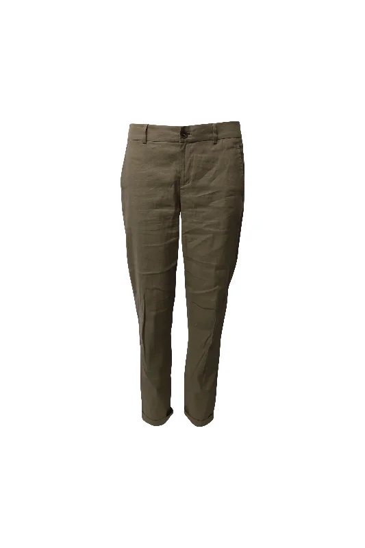 Time to Save Big!Vince Straight Leg Trousers in Tan Linen Blend