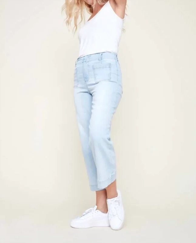 Shop Today, Save Tomorrow!Wide Leg Ankle Pants In Bleached Blue