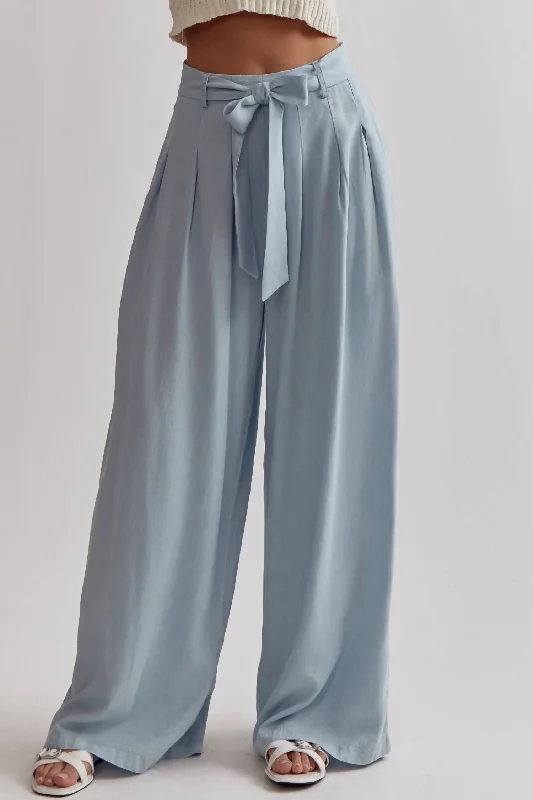 Shop More, Spend Less!Wide Leg Paper Bag Pants In Light Blue Denim
