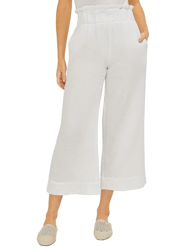 Mega Sale Happening Now!Womens Gauze Wide-Leg Cropped Pants
