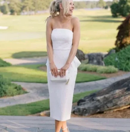 Best Price of the Season!Sachin and Babi Gemma Strapless Back-Bow Pearl Midi Dress