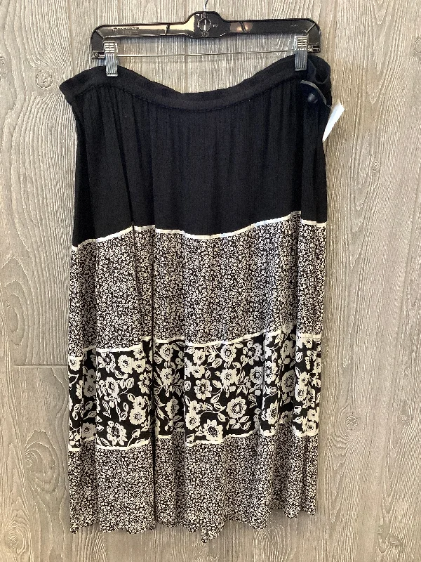 Price Drop Alert!Black & White Skirt Midi Cathy Daniels, Size 18