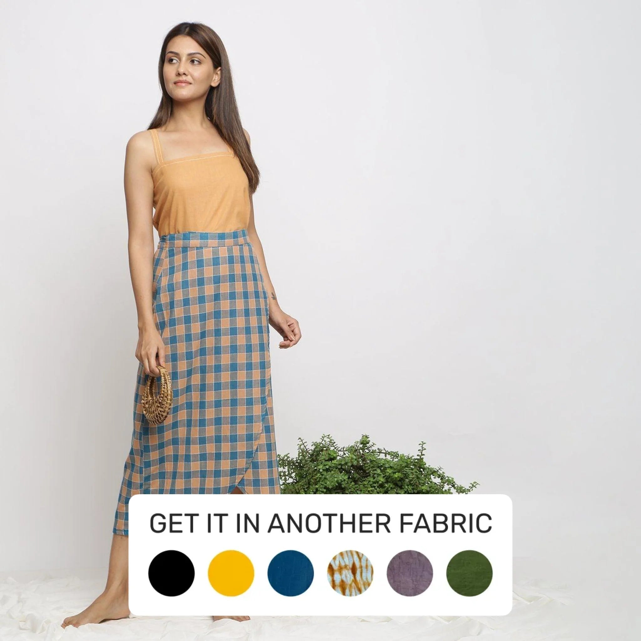 One Click Away from Big Savings!Bottle Green Handspun Cotton Muslin Maxi Wrap Skirt