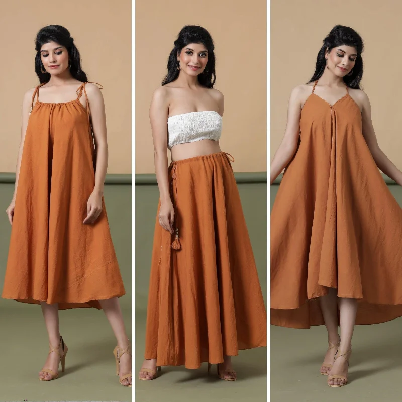 Shop More, Spend Less!Convertible 3-Way Rust Tie-Dye Cotton Skirt Dress