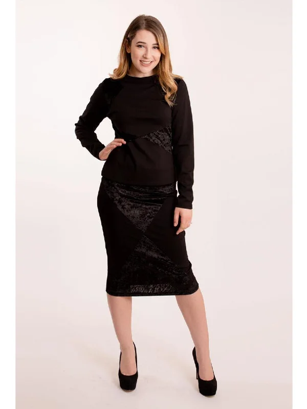 Best Price of the Season!KMW Velvet Color Block Skirt