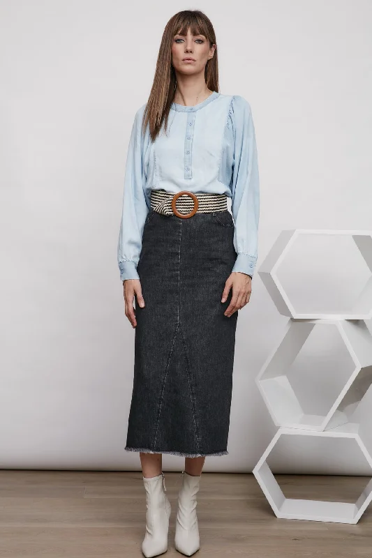 Limited Time Offer!MDRN Zaria Denim Midi Skirt.