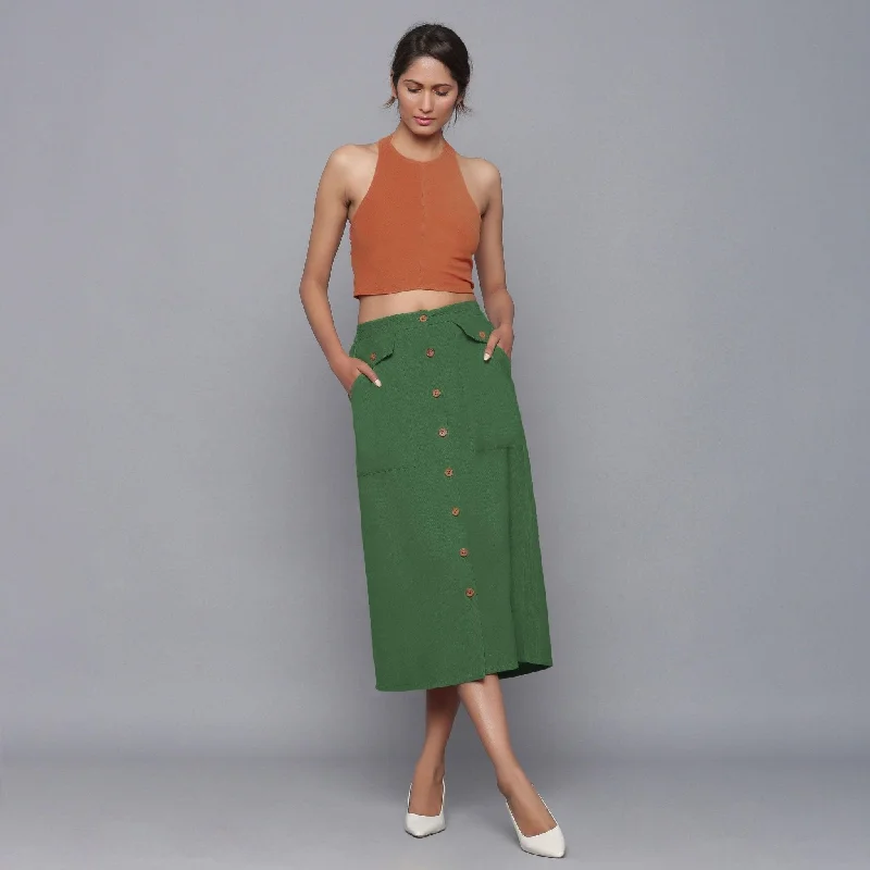 Today Only – Don’t Miss It!Moss Green Warm Cotton Corduroy Midi Skirt