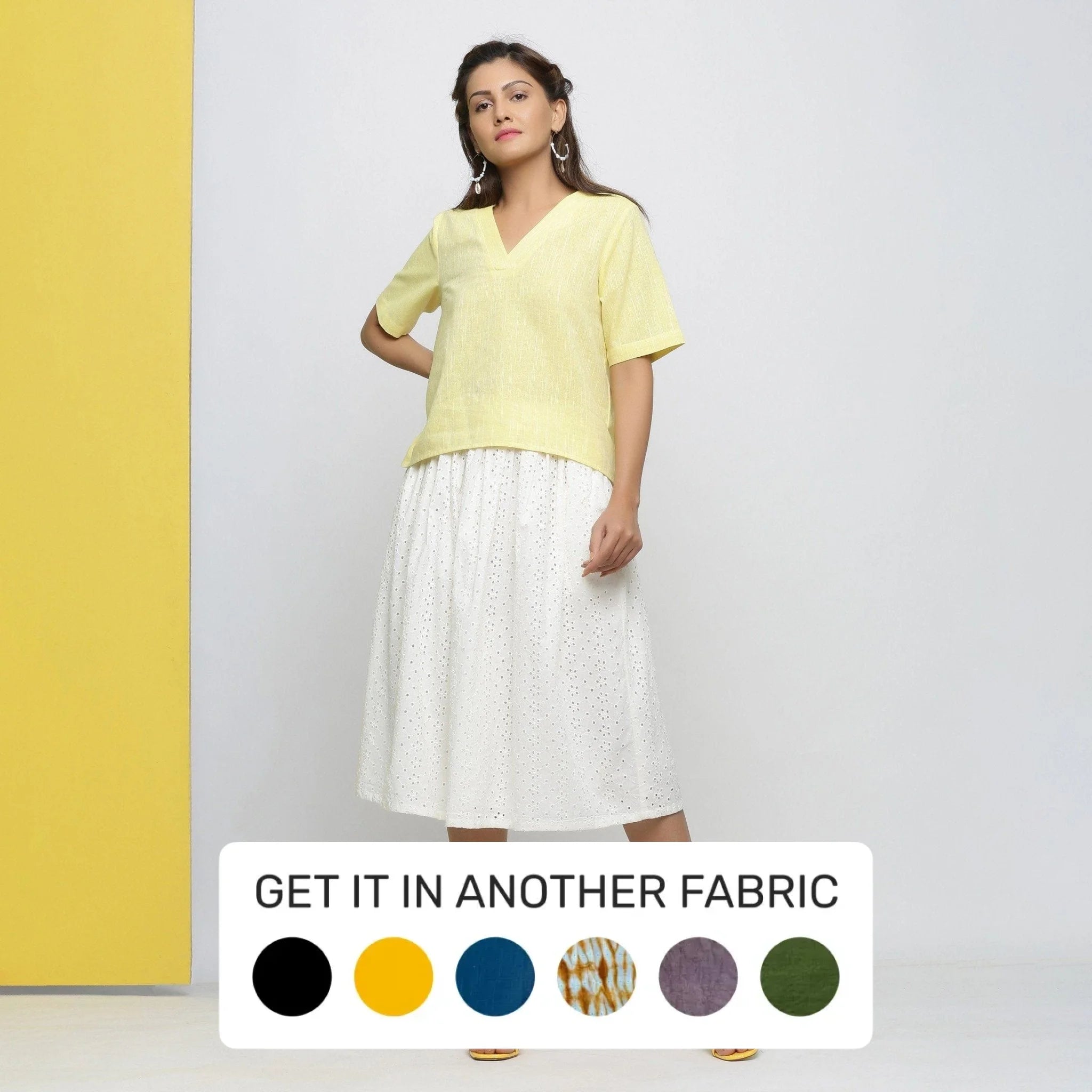Great Deals, Just for You!Off-White Cotton Schiffli Gathered Midi Skirt