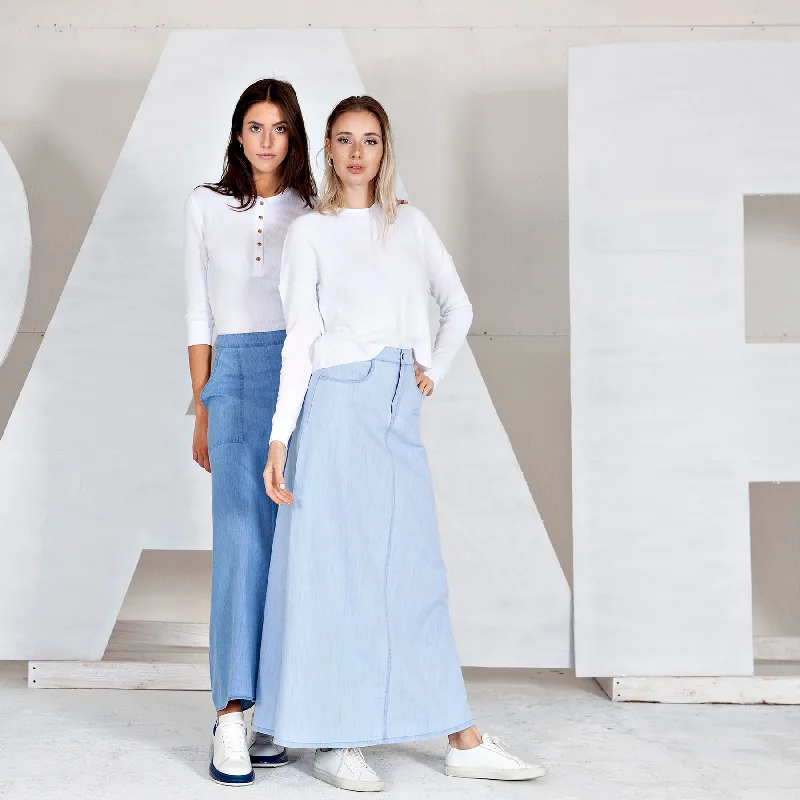 Shop More, Spend Less!Parni Strata Denim Zipper Skirt