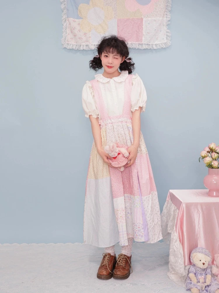Don’t Wait – Deals Won’t Last!Floral check suspender dress【s0000008439】