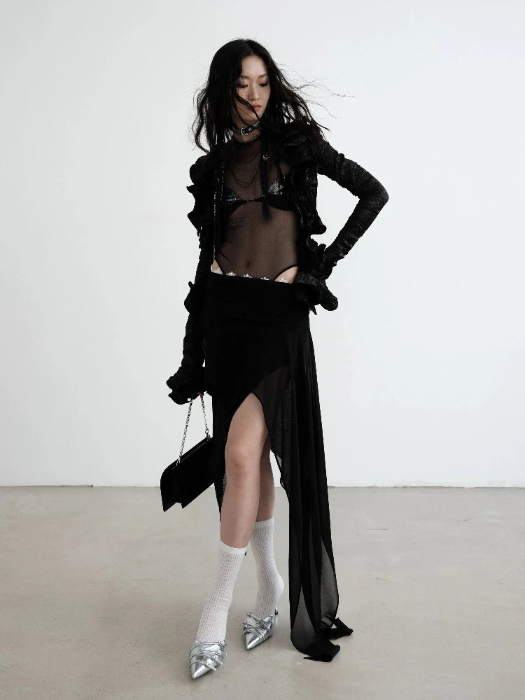 Crazy Discounts Inside!Dark fairy style elegant chiffon skirt【s0000008514】
