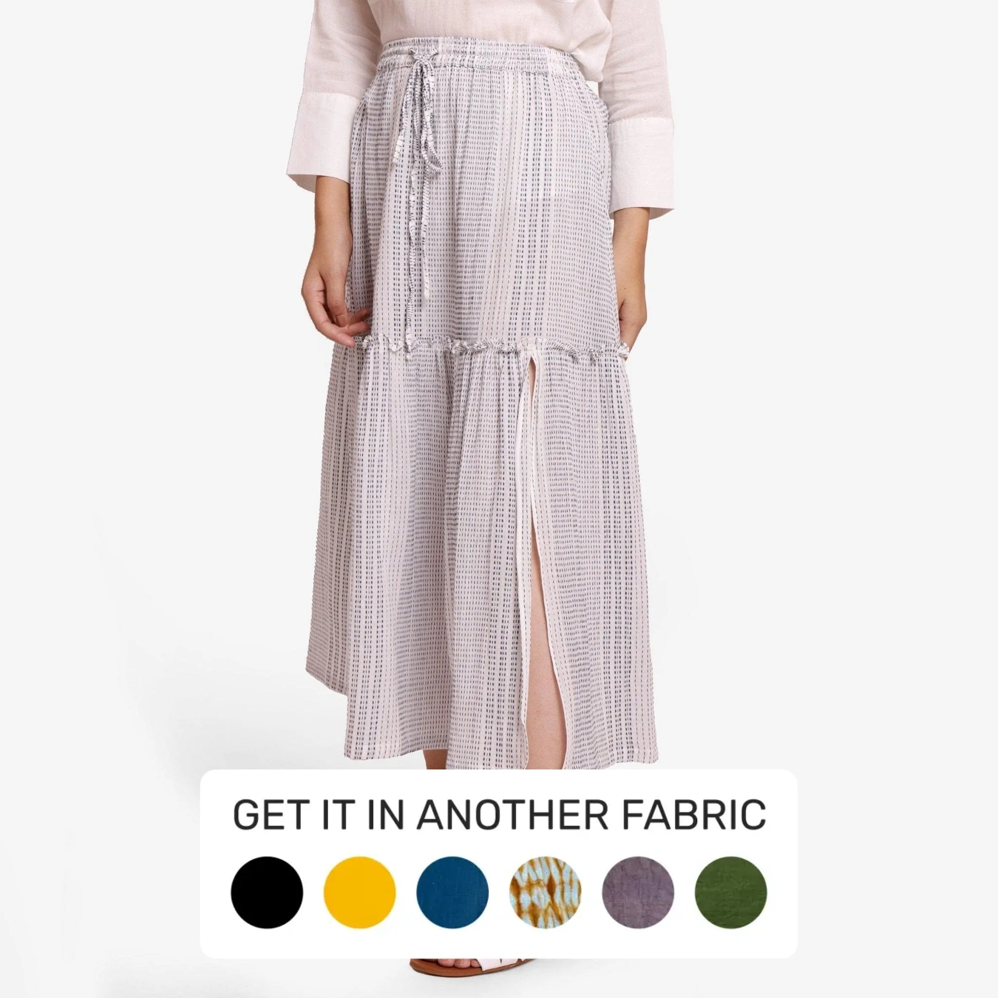One Day Only – Huge Savings!White Crinkled Cotton Elasticated Gathered Maxi Skirt