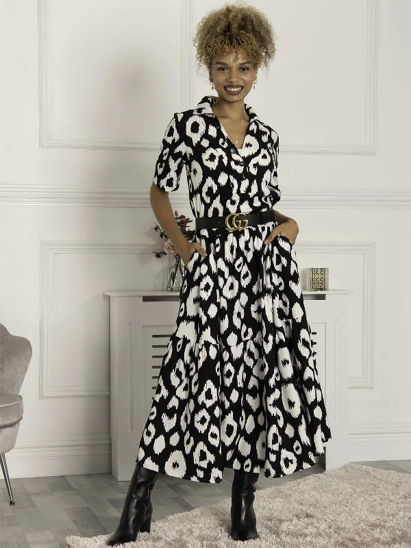 Save More with Every Purchase!Andorra Printed Maxi Dress, Black Animal