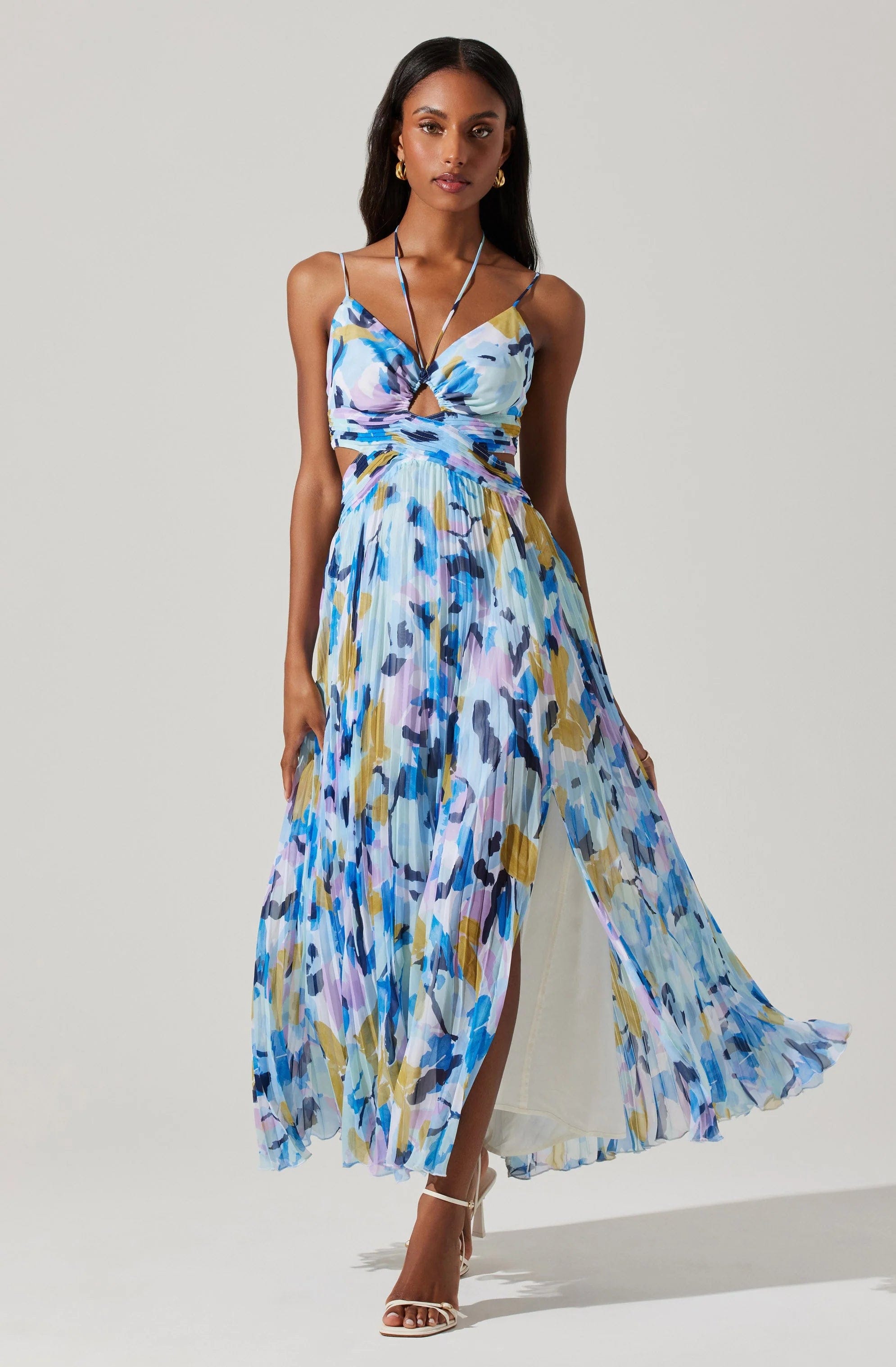 Your Favorite Items on Sale Now!Aquata Floral Pleated Maxi Dress