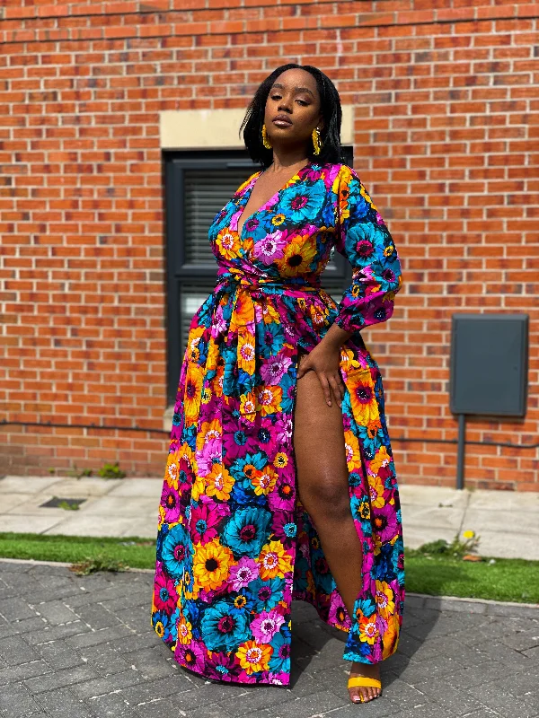 Price Drop Alert!Avita Ankara Maxi Dress | Pink Floral Multicoloured African Print